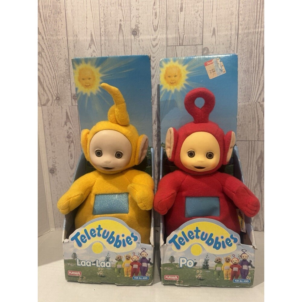 TELETUBBIES Po & Laa-Laa Plush Playskool 1998 Vintage Stuffys New Old Stock